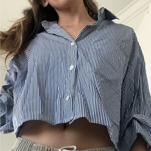 Madewell Blue Striped Button-Down Shirt